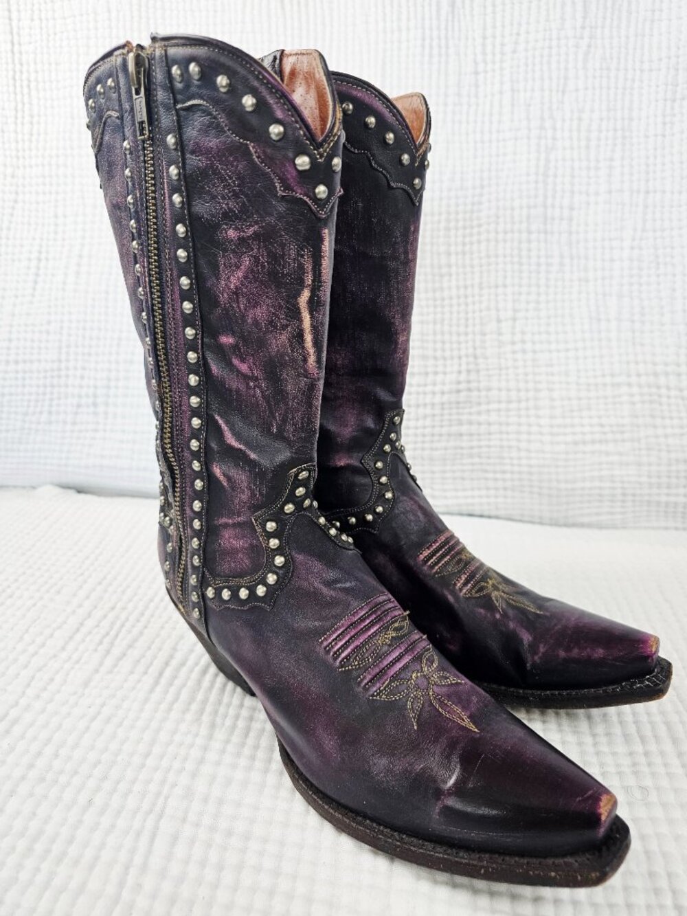 Dan Post Cowboy Boots | Distressed Eggplant - Women's Size 8